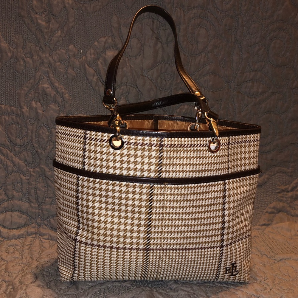 Ralph Lauren Small Houndstooth Tote